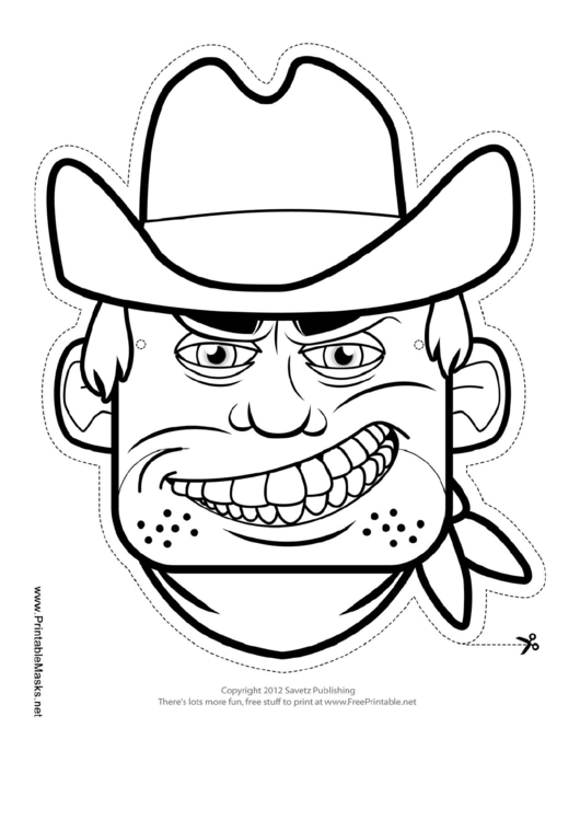 Fillable Male Bandit Mask Outline Template Printable pdf