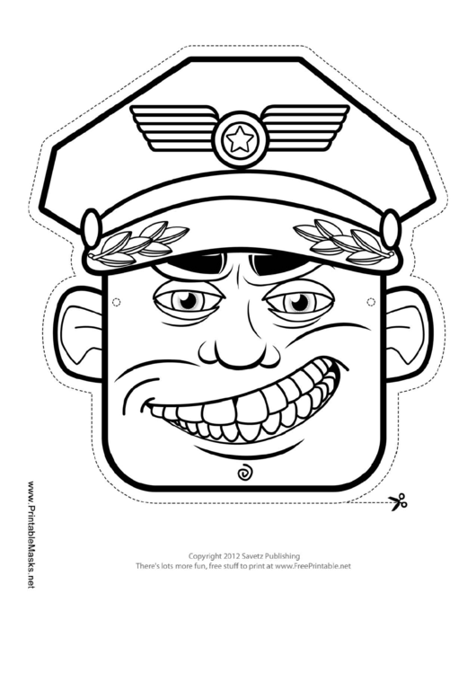Fillable Officer Mask Outline Template Printable pdf