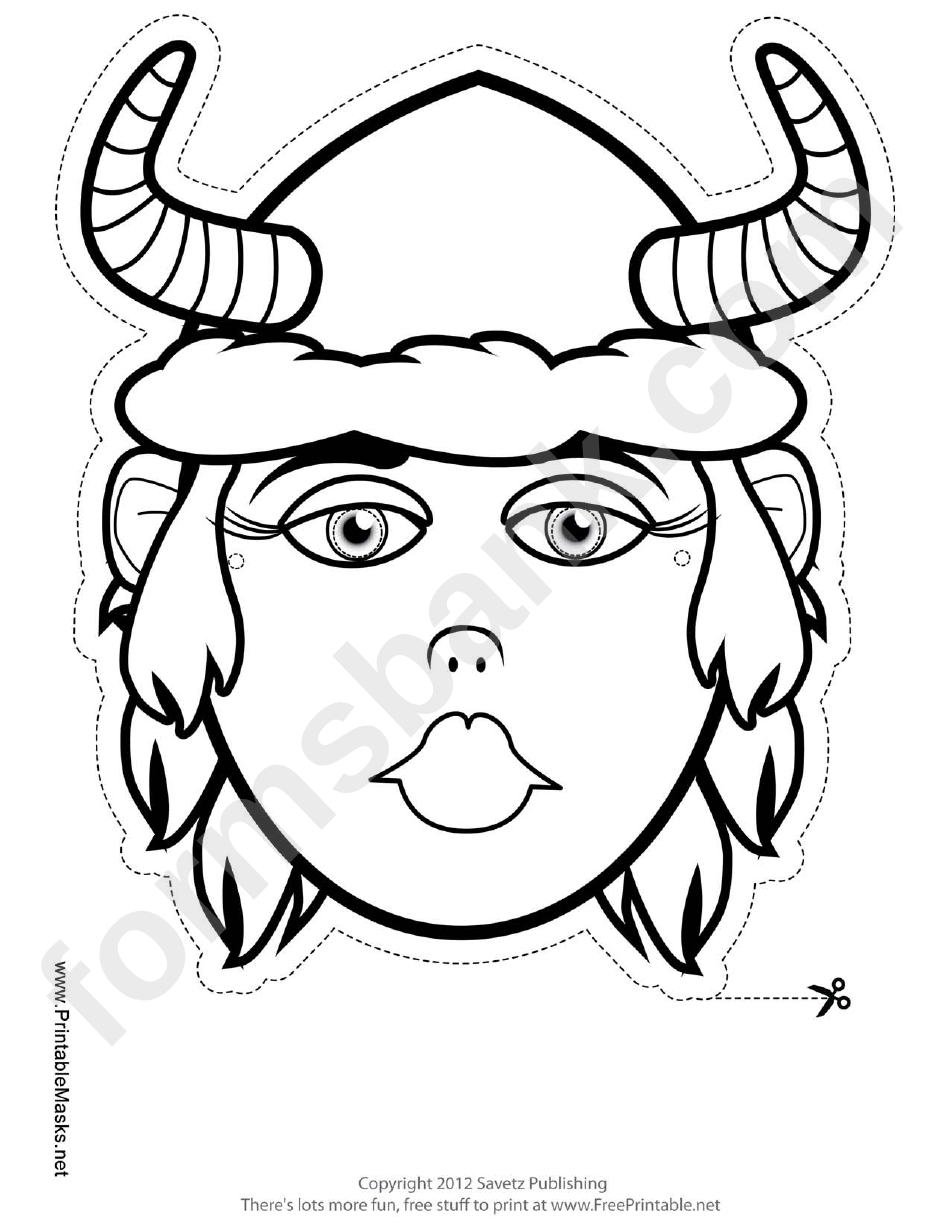 Viking Woman Mask Outline Template