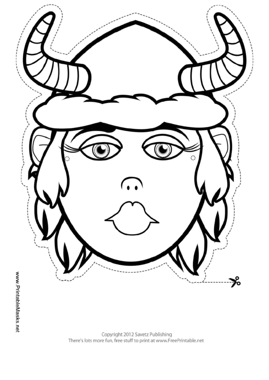 Fillable Viking Woman Mask Outline Template Printable pdf