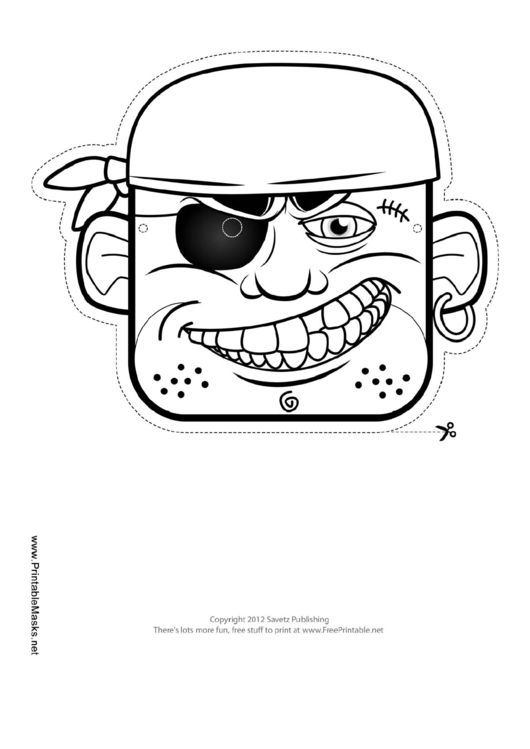 Fillable Pirate Mask Outline Template Printable pdf