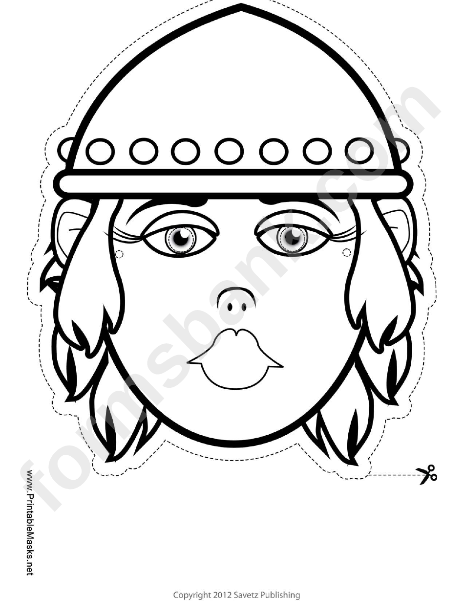 Fillable Medieval Fighter Woman Mask Outline Template printable pdf ...