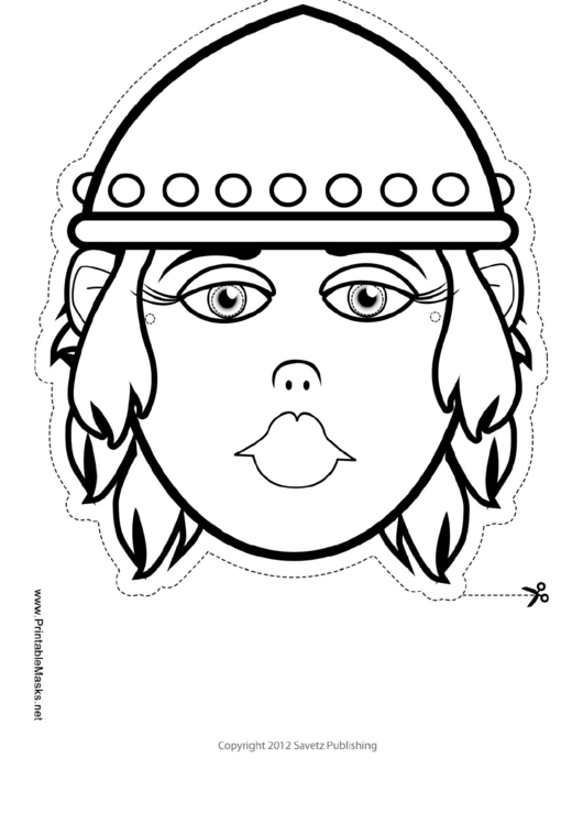 Fillable Medieval Fighter Woman Mask Outline Template Printable pdf
