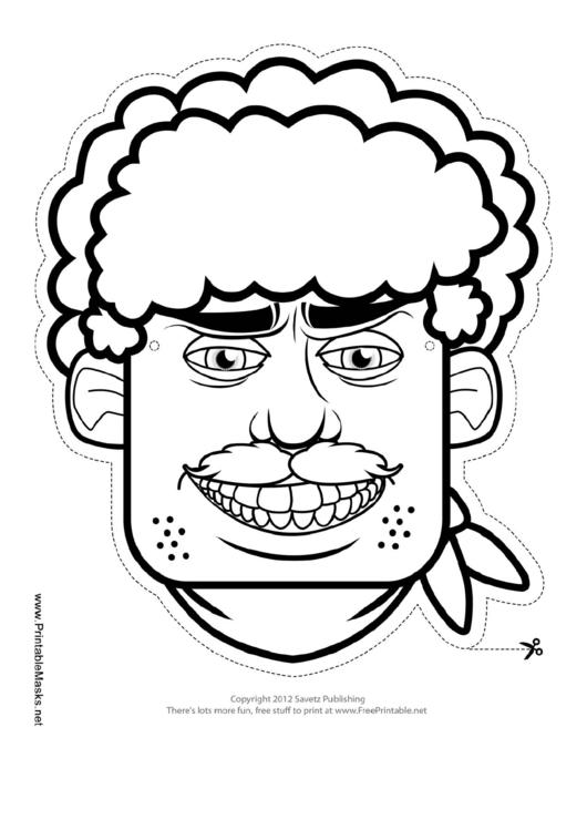 Fillable Male Mask Outline Template Printable pdf