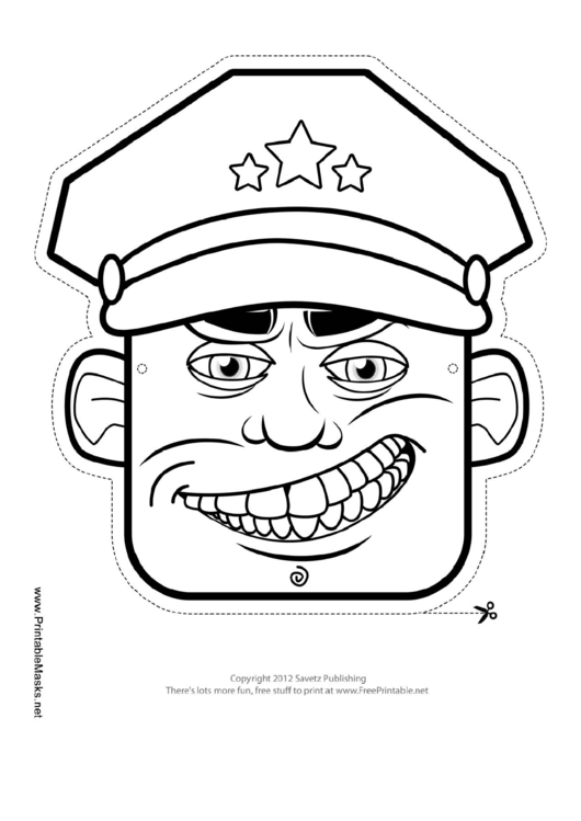 Fillable Army Man Mask Outline Template Printable pdf