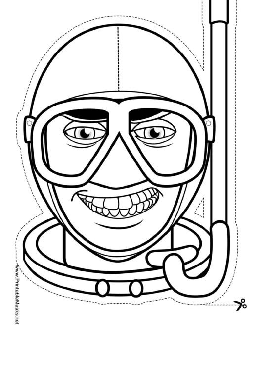 Fillable Diver Mask Outline Template Printable pdf