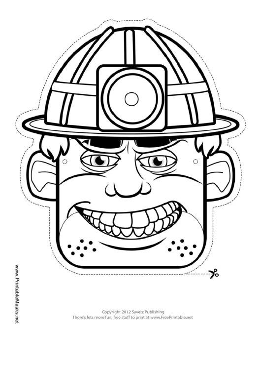 Fillable Miner Mask Outline Template Printable pdf