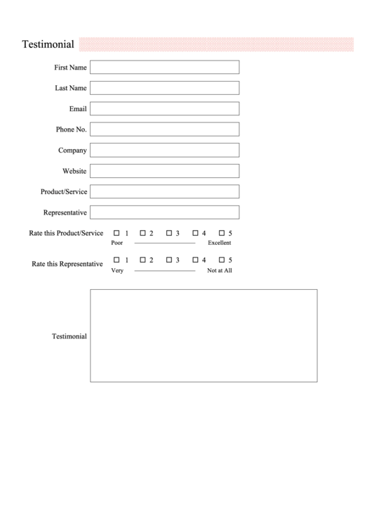 Testimonial Form Printable pdf