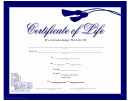 Certificate Of Life Template (blue)