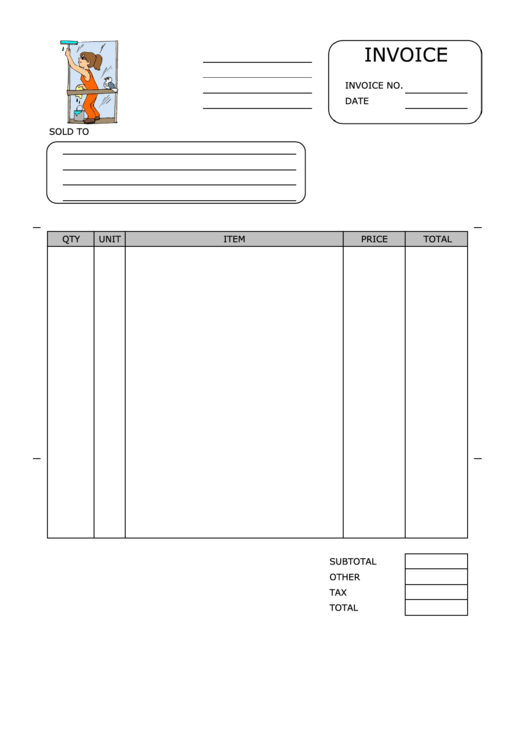Window Washer Female Invoice Template Printable pdf