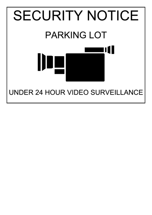Parking Lot Under Surveillance Sign Template Printable pdf