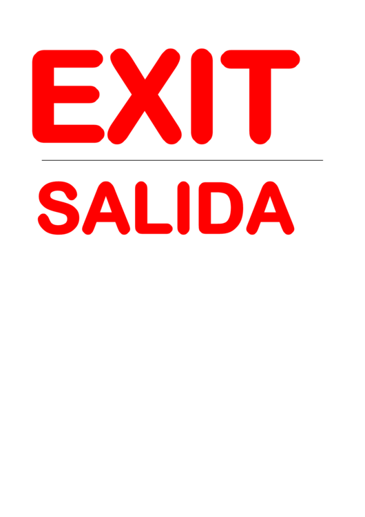 Exit Salida Sign Template Printable pdf
