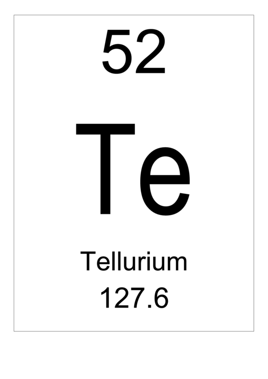 Element 052 Tellurium Printable pdf