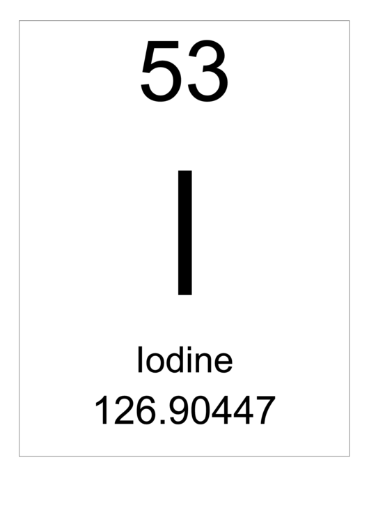 Element 053 Iodine Printable pdf