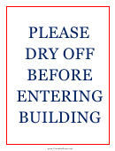 Please Dry Off Sign Template