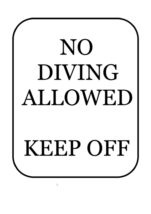 No Diving Allowed Keep Off Printable pdf