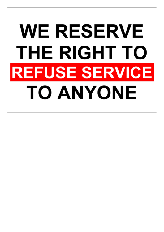 Refuse Service Sign printable pdf download