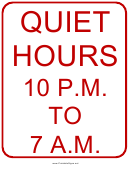 Quiet Hours 10 To 7 Sign