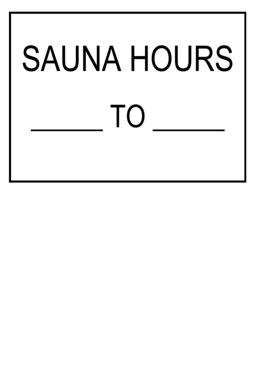 Sauna Hours Sign Template Printable pdf