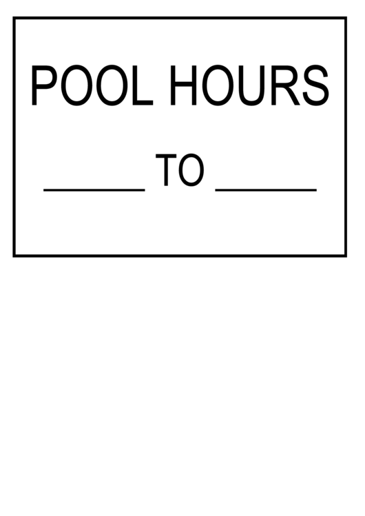 Pool Hours Sign Template Printable pdf