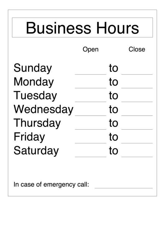 Office Hours Sign Template Printable pdf