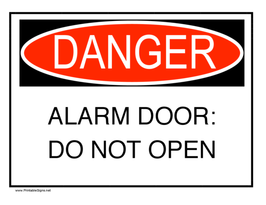 Danger - Alarm Door Printable pdf