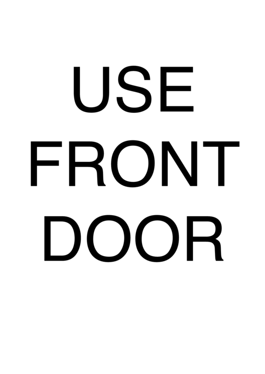 Use Front Door Printable pdf