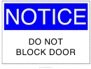 Information Do Not Block Door