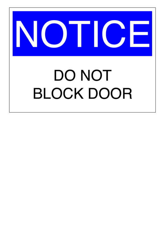 Information Do Not Block Door printable pdf download