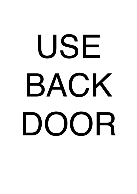 Use Back Door Printable pdf