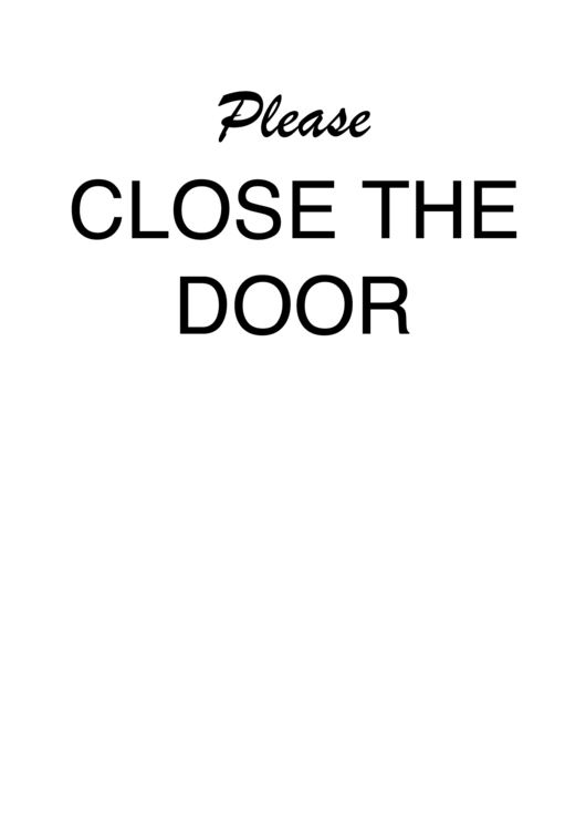 Please Close The Door printable pdf download