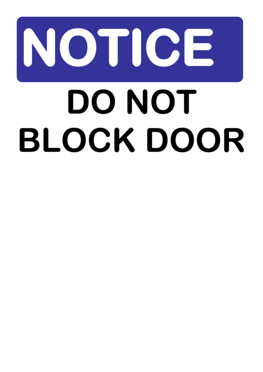 Notice Do Not Block Door Printable pdf