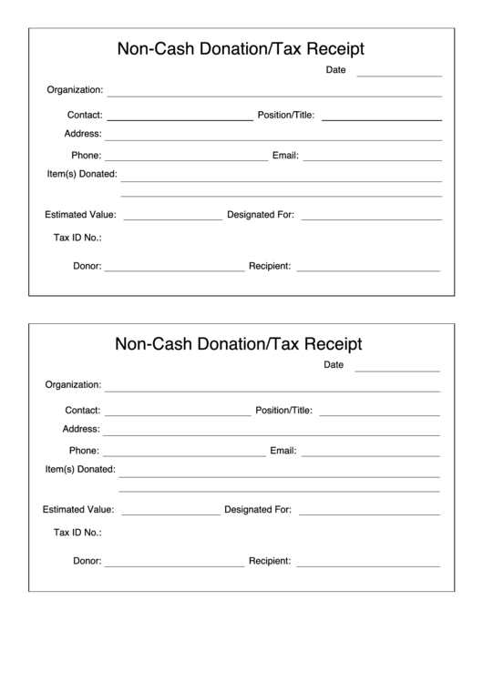 Non-Cash Donation Printable pdf