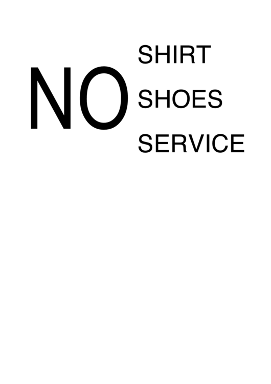 No Shirt Shoes Service Printable pdf