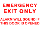 Emergency Exit With Alarm Sign Template