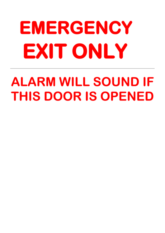 Emergency Exit With Alarm Sign Template Printable pdf