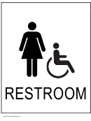 Handicapped Restroom Women Sign Template