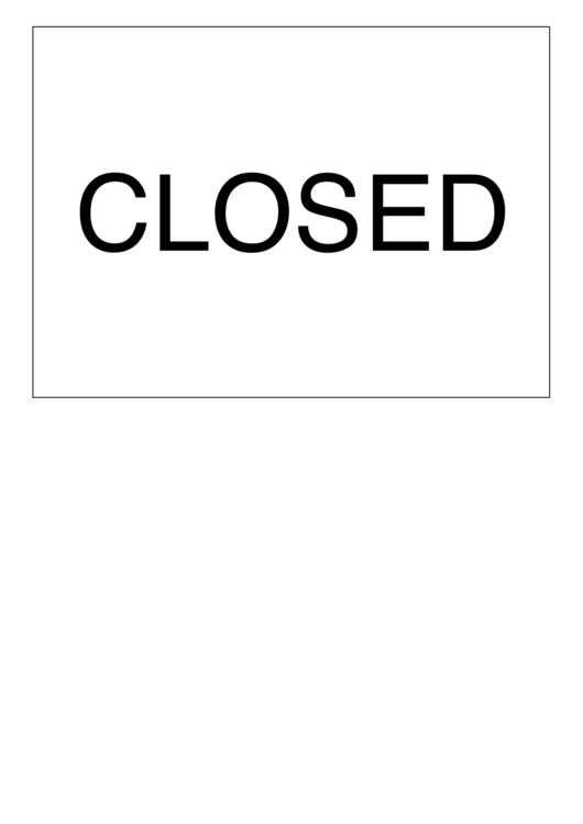 Closed Sign Template Printable pdf