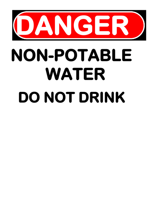 Danger Non Potable Water Printable pdf