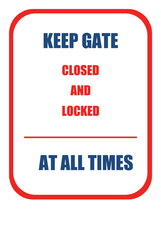 Keep Gate Closed Printable pdf