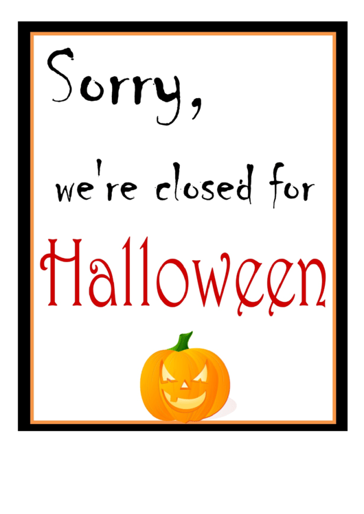 Halloween Closed Sign Printable pdf