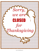 Thanksgiving Closed Sign Template
