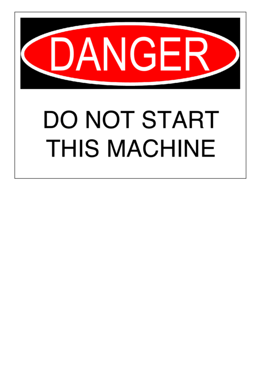 Danger - Do Not Start Printable pdf