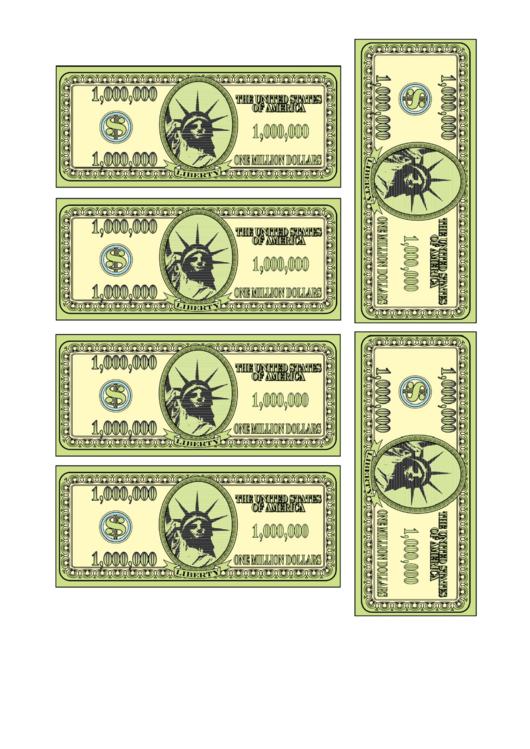 One Million Dollar Bill Template Printable pdf