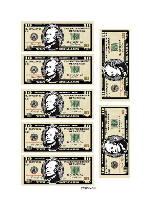 Top 7 Ten Dollar Bill Templates Free To Download In PDF Format
