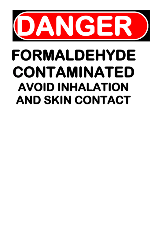 Danger - Formaldehyde Contamination Printable pdf