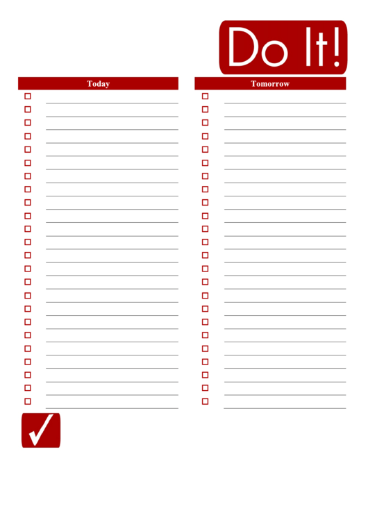 Do It List Template - Red Printable pdf