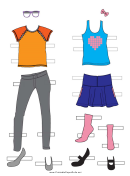 Girl Paper Doll Outfits Heart Tanktop