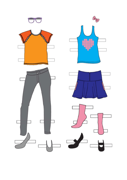 Girl Paper Doll Outfits Heart Tanktop Printable pdf