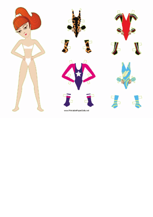 Female Gymnast With Star Paper Doll Printable pdf